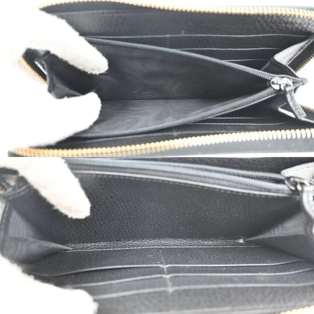 GUCCI Logo Interlocking G Zipper Around Long Wallet Leather Black GHW 38RL784 - Picture 12 of 13